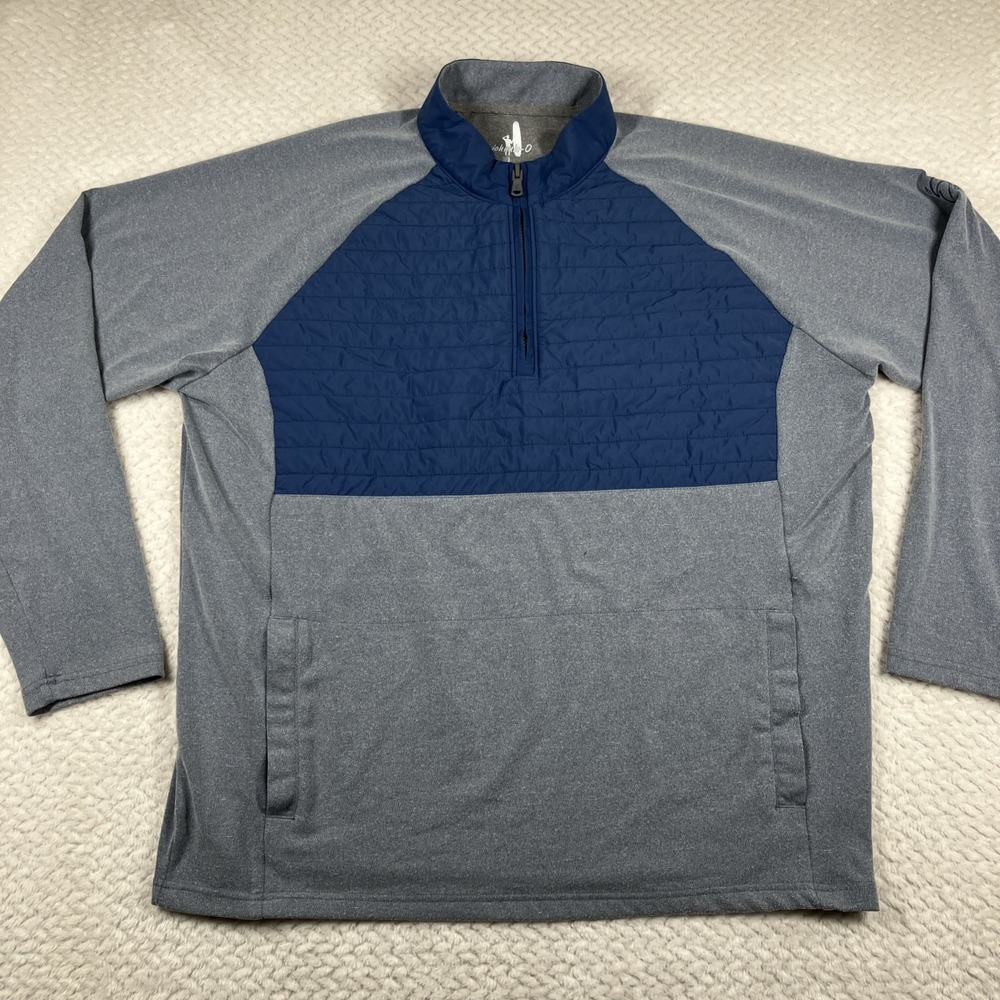 Johnnie-O Salter Mixed Media 1/4‎ Zip Pullover Large Blue Performance Athletic